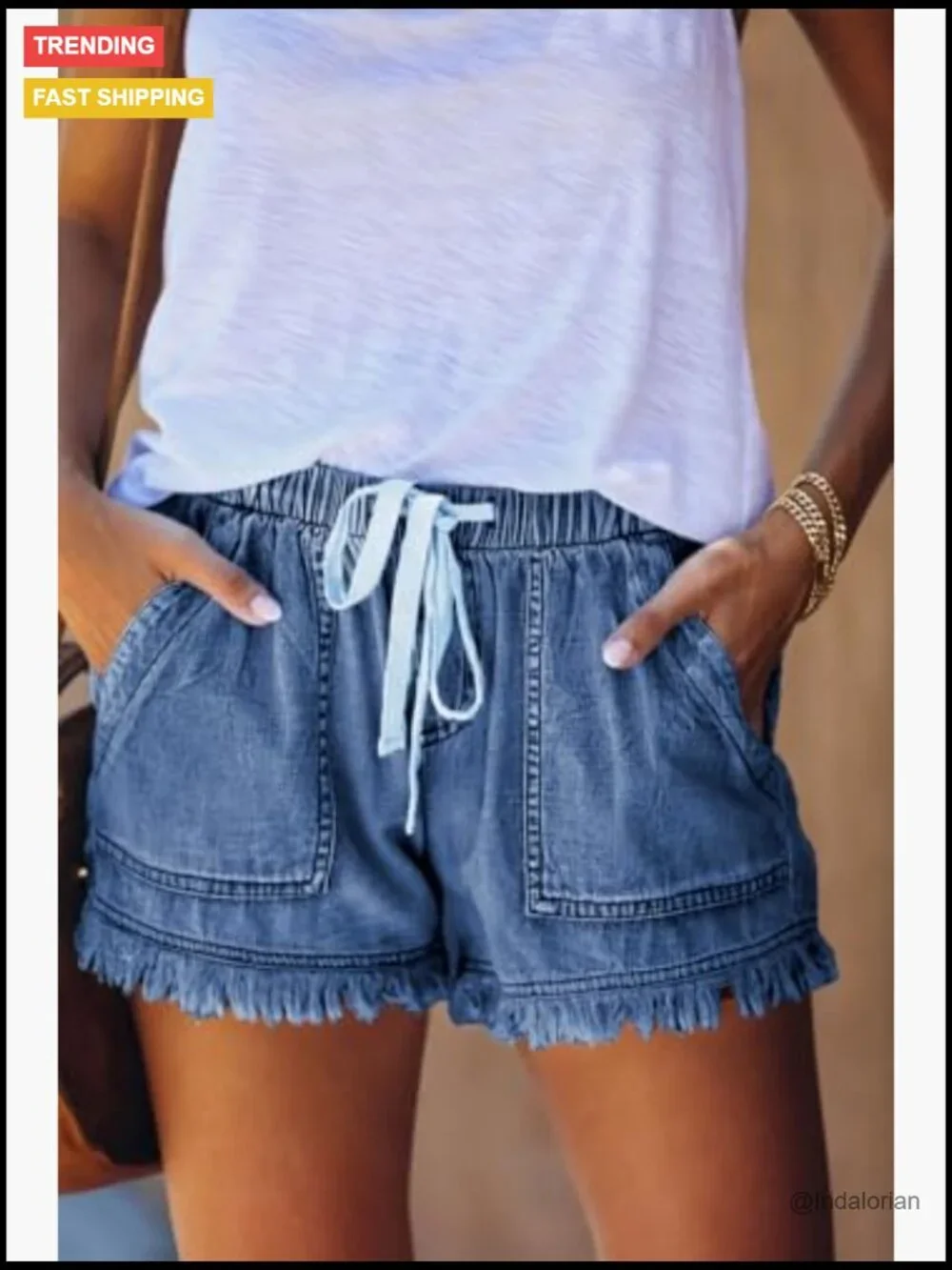 Womens Lightweight Baggy Hot Pants Elastic Waist Drawstring Comfy Shorts